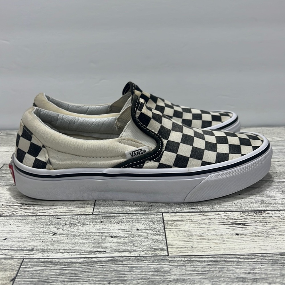 Vans Classic Unisex Size 4.5 US Slip On Checkerboard Canvas White Black Shoes